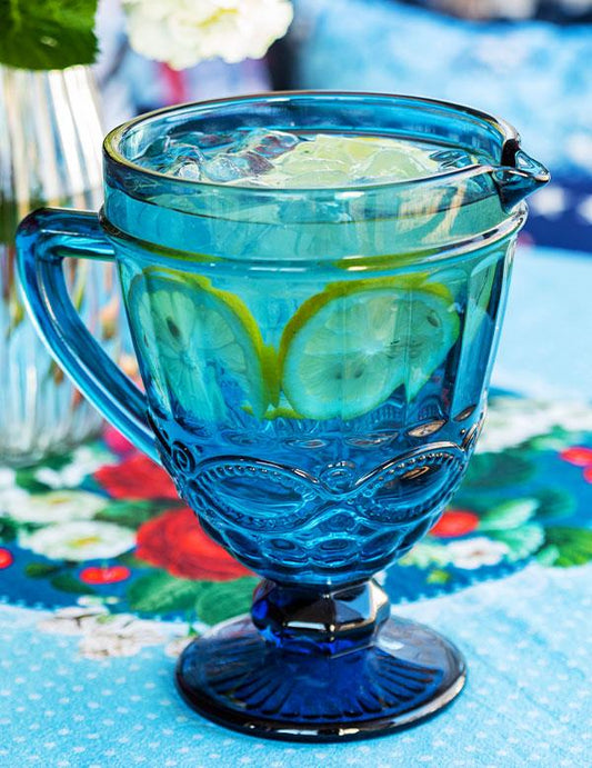 Santorini Blue Glass Pitcher 34672 by Victorian Trading Co