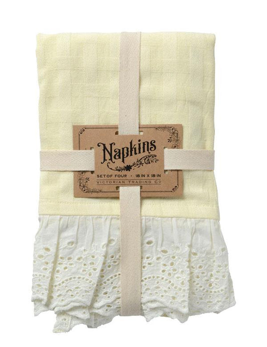 Basketweave Lace Trimmed Napkins (set Of 4) 34789 by Victorian Trading Co