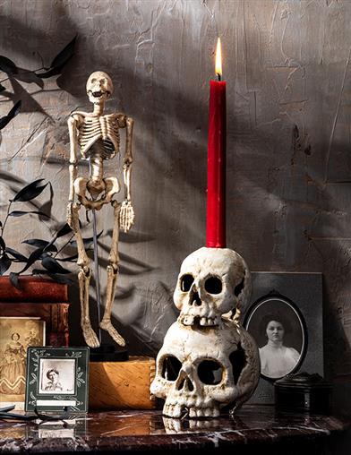 Stacked Skulls Candle Holder 34816 by Victorian Trading Co